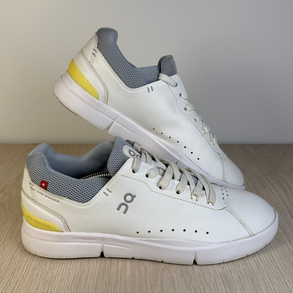 On Running The Roger Advantage Womens Sneakers White Grey Yellow 48.99148 Size 8